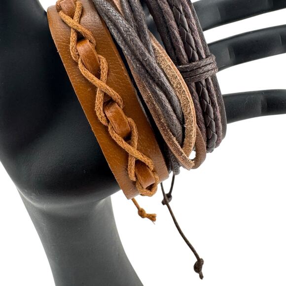 Untamed Cuffs: Trio of Rebel Leather Bands - Picture 1 of 3